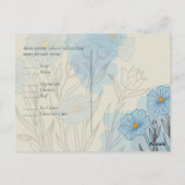 Modern Blue Floral Abstract Wedding RSVP Briefkaart (Achterkant)