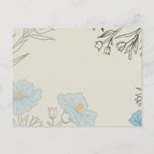 Modern Blue Floral Abstract Wedding RSVP Uitnodiging Briefkaart (Achterkant)
