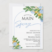 Modern Blue Floral Arch Lemon Vrijgezellenfeest Kaart (Voorkant)
