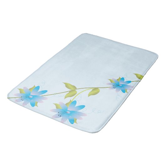 Modern Blue Floral Badmat (Gekanteld)