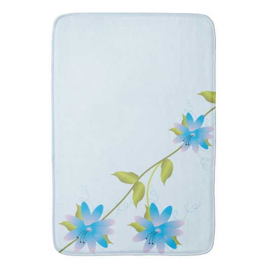 Modern Blue Floral Badmat (Voorkant Verticaal)