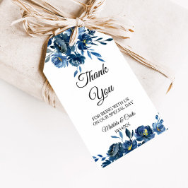 Modern Blue Floral bedankt Cadeaulabel