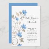 Modern Blue Floral Boy Baby shower Kaart (Voorkant / Achterkant)