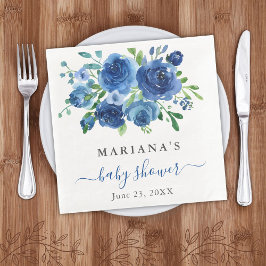 Modern Blue Floral Boy Baby shower Servet