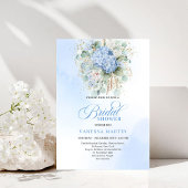 Modern Blue Floral Bridal Shower Gold Invitation Kaart