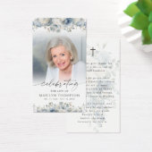 Modern Blue Floral Cross Prayer Card Visitekaartje (Bureau)
