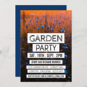 Modern Blue Floral, Garden Party Kaart (Voorkant / Achterkant)