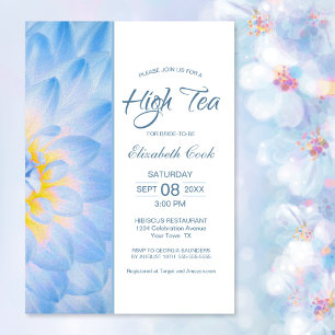 Modern Blue Floral High Tea Vrijgezellenfeest Kaart