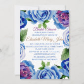 Modern Blue Floral Lijst Bridal Shower Kaart (Voorkant)
