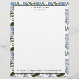Modern Blue Floral Pattern Company Name Details Briefhoofd