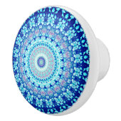 Modern Blue Floral Pattern Crystal Keramische Knop (Rechts)