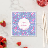 Modern Blue Floral Pattern Servet (Insitu)