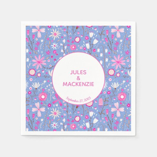 Modern Blue Floral Pattern Servet (Voorkant)