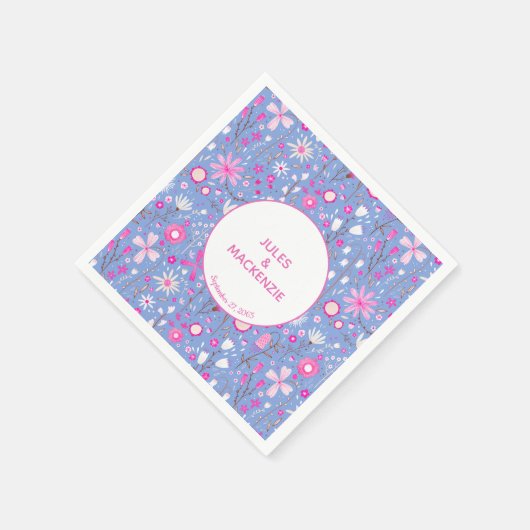 Modern Blue Floral Pattern Servet (Hoek)