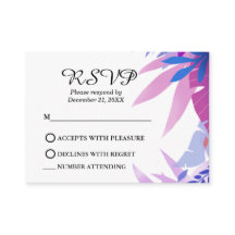 Modern Blue Floral Pink Waterverf RSVP Tropisch