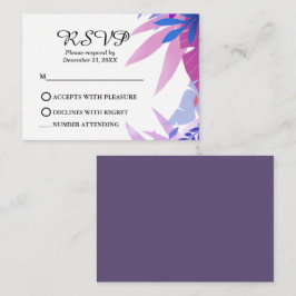 Modern Blue Floral Pink Waterverf RSVP Tropisch Informatiekaartje