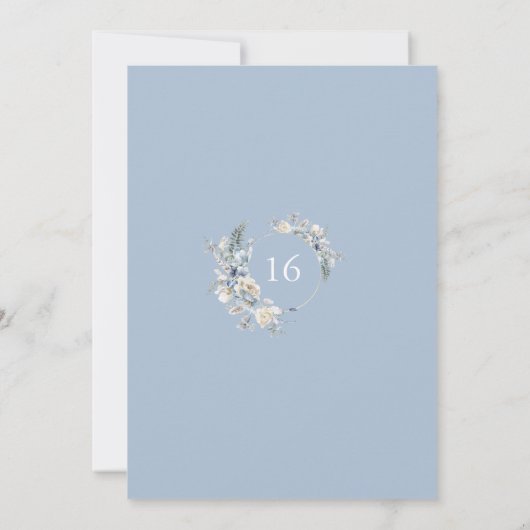 Modern Blue Floral Silver Sweet Sixteen Kaart (Achterkant)