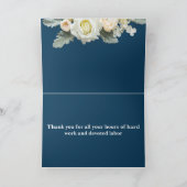 Modern Blue Floral Typography Nurse Bedankkaart (Binnen)