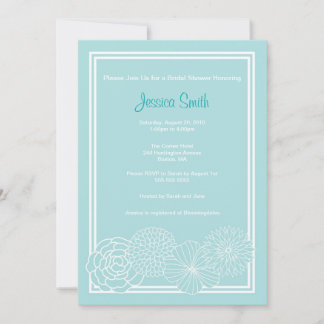 Modern Blue Floral Vrijgezellenfeest Invite Kaart