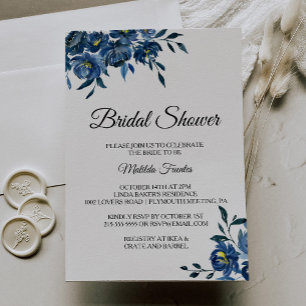 Modern Blue Floral Vrijgezellenfeest Kaart