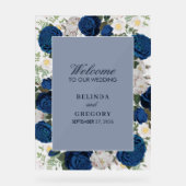 Modern Blue Floral Waterverf bruiloft Clear Acryl Bord (Voorkant)
