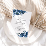 Modern Blue Floral Wedding Kaart<br><div class="desc">Deze moderne blauwe brute bruiloft is perfect voor een winterhuwelijk. Dit elegante handbeschilderde bloemontwerp is blauw,  donkerblauw en indigo gracieuze bloemen met groene bladeren,  die de majestueuze natuurlijke schoonheid weergeven.</div>