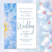 Modern Blue Floral Wedding Kaart