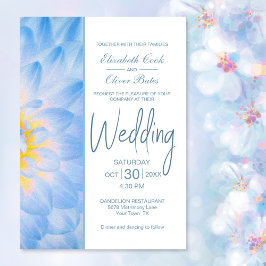 Modern Blue Floral Wedding Kaart