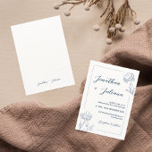 Modern Blue Floral Wedding Kaart