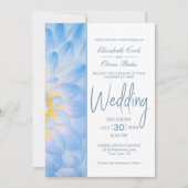 Modern Blue Floral Wedding Kaart (Voorkant)