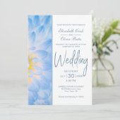 Modern Blue Floral Wedding Kaart (Staand voorkant)