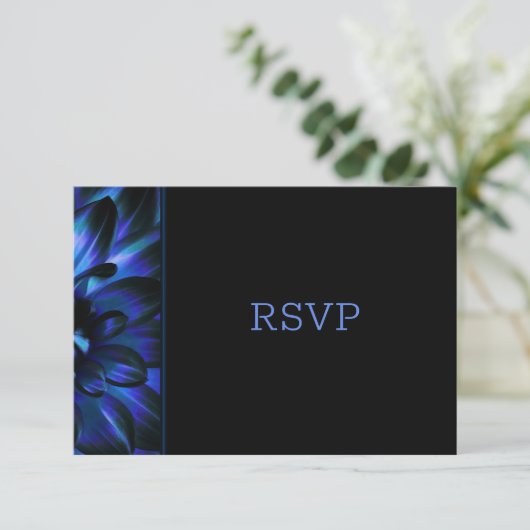 Modern Blue Floral Wedding RSVP (Staand voorkant)
