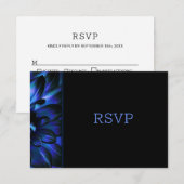 Modern Blue Floral Wedding RSVP Kaartje (Voorkant / Achterkant)