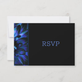 Modern Blue Floral Wedding RSVP Kaartje