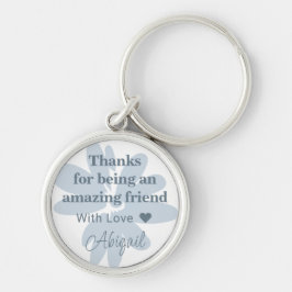 Modern Blue Flower Bedankt cadeau Sleutelhanger