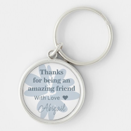 Modern Blue Flower Bedankt cadeau Sleutelhanger (Voorkant)