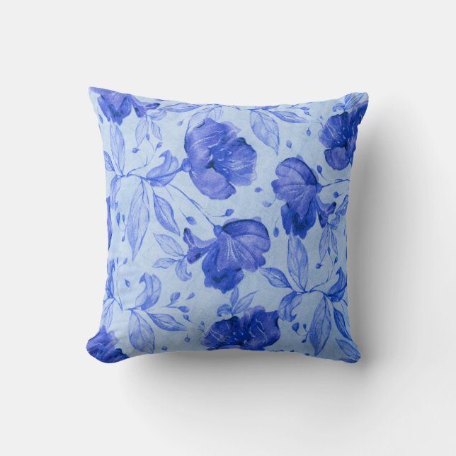 Modern Blue Flower Cushion Cover for Living Room  Kussen (Voorkant)