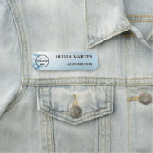 Modern Blue Flower Magnetic Name Badge Custom (In situ)