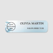 Modern Blue Flower Magnetic Name Badge Custom (Voorkant)