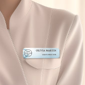 Modern Blue Flower Magnetic Name Badge Custom