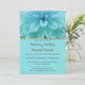 Modern Blue Flower Wedding Uitnodiging (Staand voorkant)