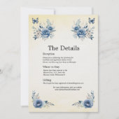 Modern Blue Flowers and Butterflies Details Kaart (Voorkant)