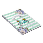 Modern Blue Flowers Bicycles Notitieboek (Rechterzijde)