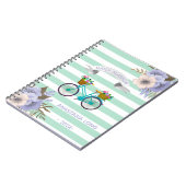 Modern Blue Flowers Bicycles Notitieboek (Linkerzijde)