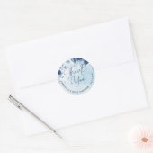 Modern Blue Flowers Boy Baby shower dank u Ronde Sticker (Envelop)