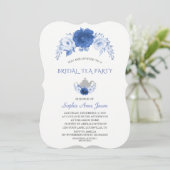 Modern Blue Flowers Bridal Tea Party Kaart (Staand voorkant)