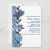 Modern Blue Flowers Floral Waterverf Wedding Kaart (Voorkant)