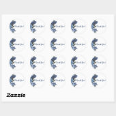 Modern Blue Flowers Floral Waterverf Wedding Ronde Sticker (Vel)