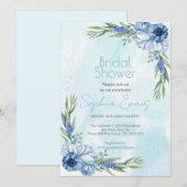 Modern Blue Flowers Lichtblauw Vrijgezellenfeest Kaart (Voorkant / Achterkant)