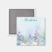 Modern Blue Flowers Magneet (Voorkant / Achterkant)